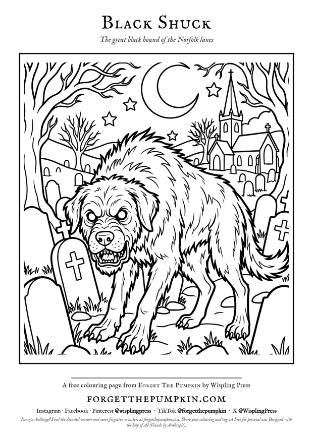 Free Black Shuck colouring page printable